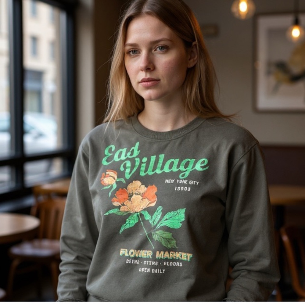 Threads of LUXX  Graphic Sweatshirt - Black and Green